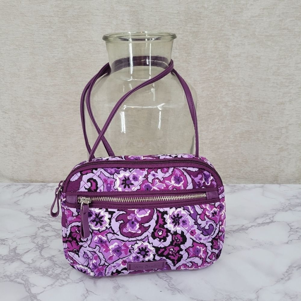 Vera Bradley Lilac Paisley Iconic Little Crossbody with RIFD protection cardslot